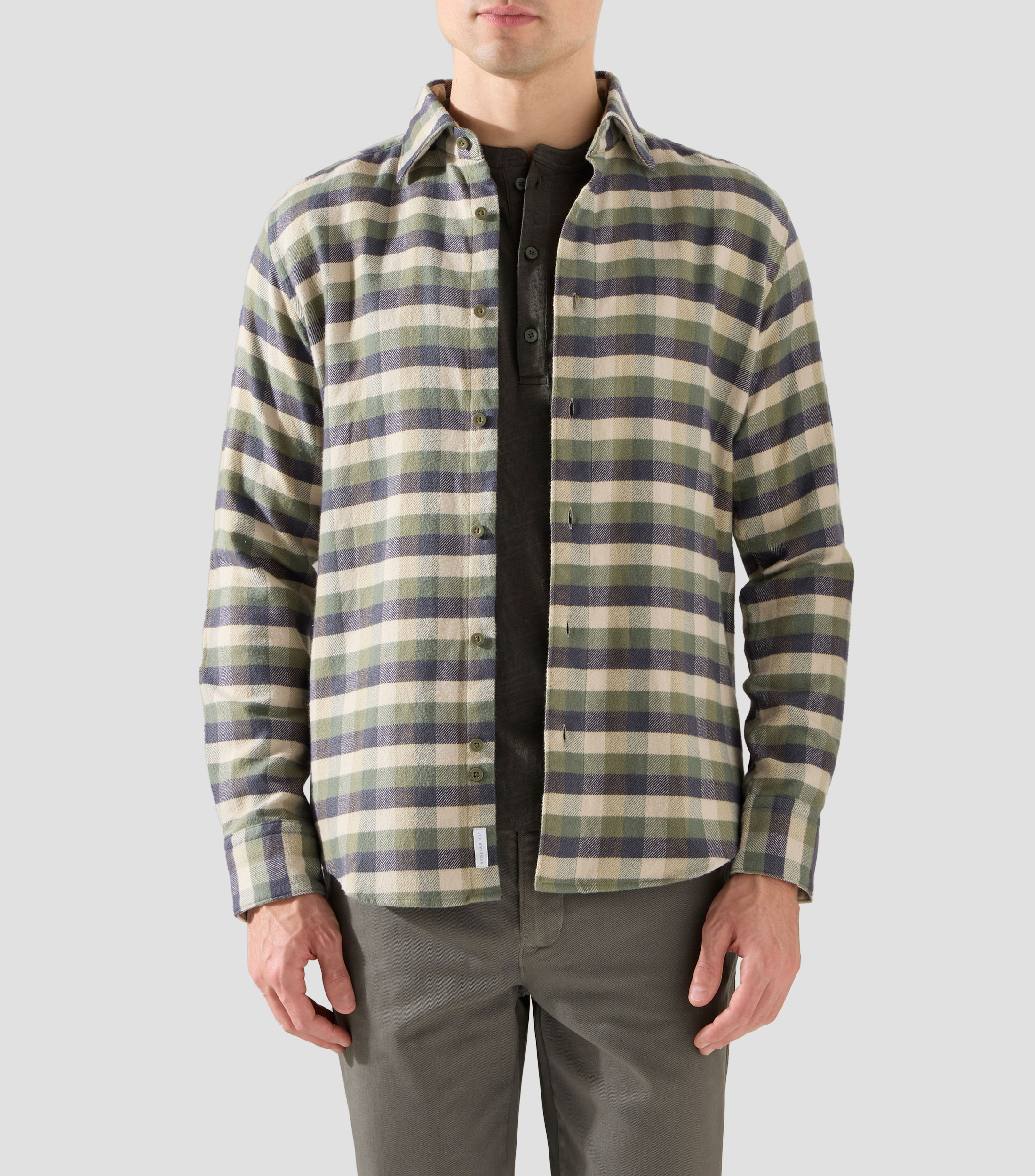 Camisa a cuadros manga larga Hombre